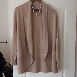 100% CASHMERE Women's Tan Cardigan Sweater Size Medium